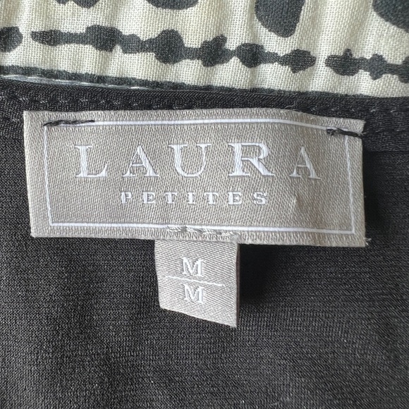 Laura Womens Black Crowl Neck Silver Studded Details Feminine Top Medium - Picture 5 of 9